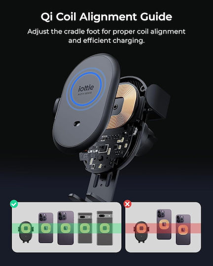iOttie Auto Sense 2 Βάση Κινητού Αυτοκινήτου με Ρυθμιζόμενα Άγκιστρα και Ασύρματη Φόρτιση Μαύρη