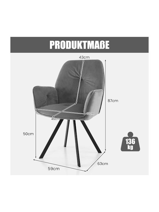 Dining Room Metallic Armchair Gray 2pcs