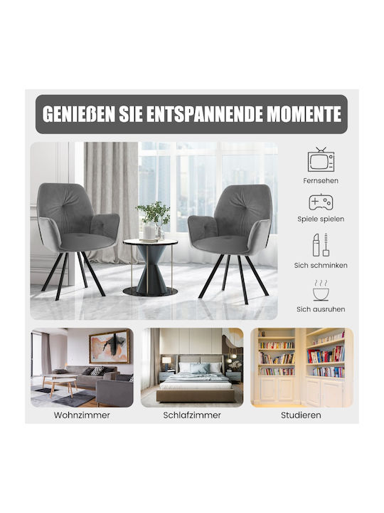 Dining Room Metallic Armchair Gray 2pcs