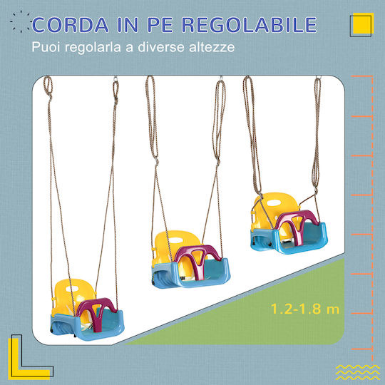 Outsunny Outsunny Plastic Kids Swing with Seat Belt 180x180x180cm for 9+ Years Blue