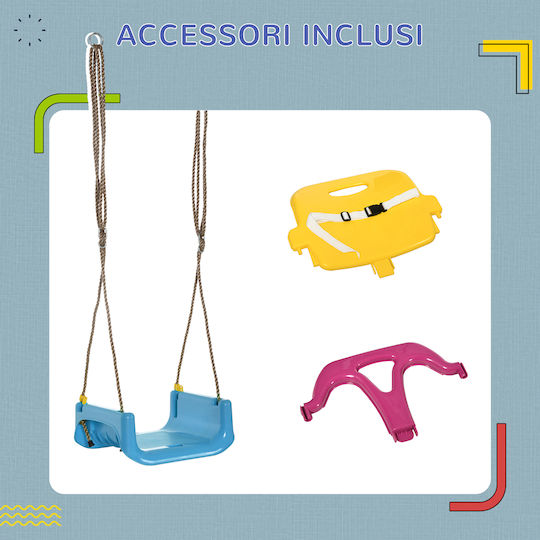 Outsunny Outsunny Plastic Kids Swing with Seat Belt 180x180x180cm for 9+ Years Blue