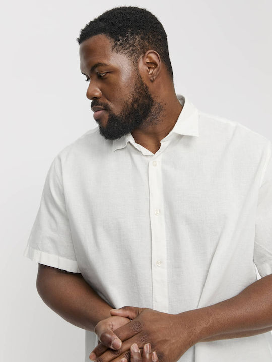 Short Sleeve Linen Shirt In Narrow Fit White
