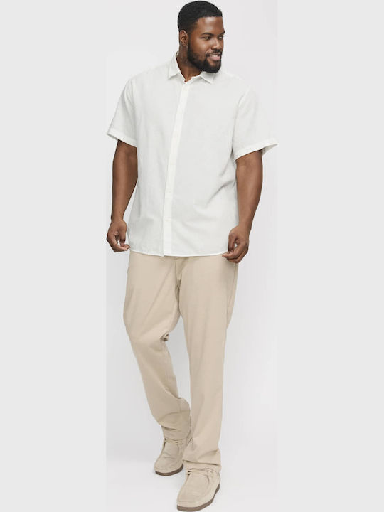 Short Sleeve Linen Shirt In Narrow Fit White