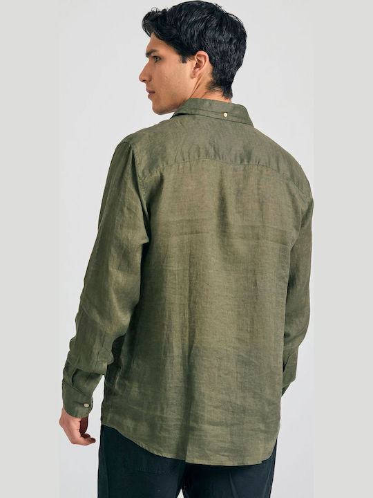 Funky Buddha Λινό Πουκάμισο Khaki