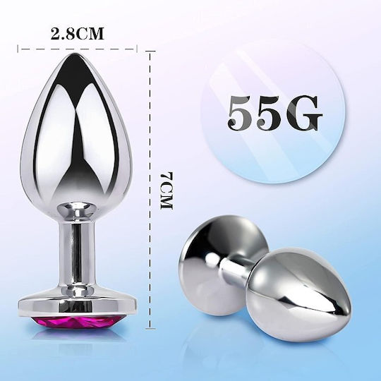 SMD Butt Πρωκτική Σφήνα Small Silver / Pink Diamond 7cm