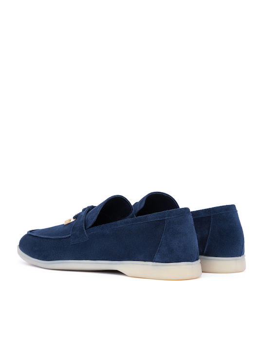 Leather Women's Moccasins in Blue Color