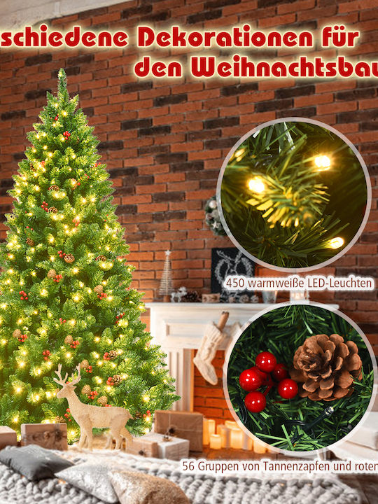 Christmas Tree with Pinecones 210cm with 1100 Branches and with LED Lighting