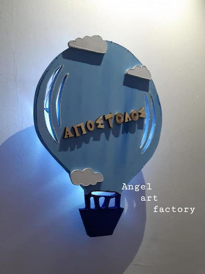 Wooden Children's Wall Light Hot Air Balloon Name