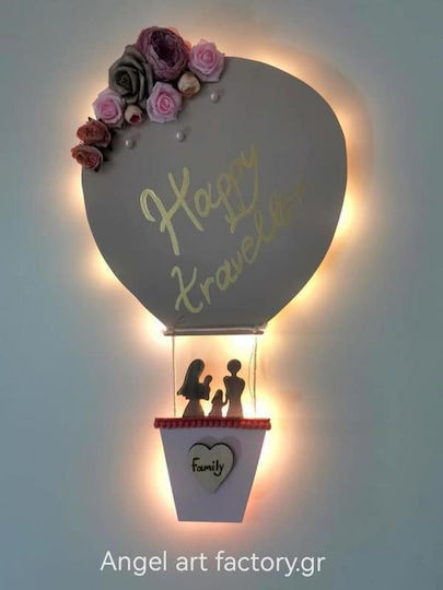 Children's Wooden Wall Light "Hot Air Balloon Family"
