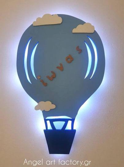 Children's Wooden Wall Light "Hot Air Balloon" 3D Name