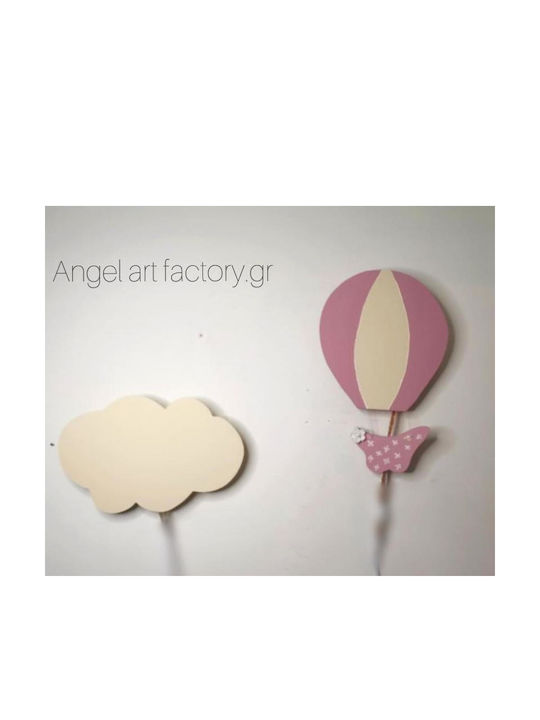 Set aus Holz-Wandleuchten "Heißluftballon-Wolke"