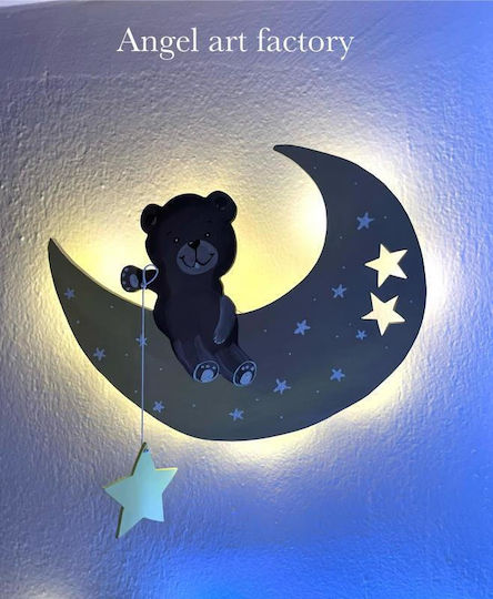 Children's Wooden Wall Light "Moon Bear"