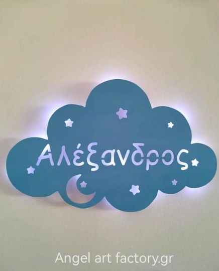 Children's Wooden Wall Light "Cloud" Name
