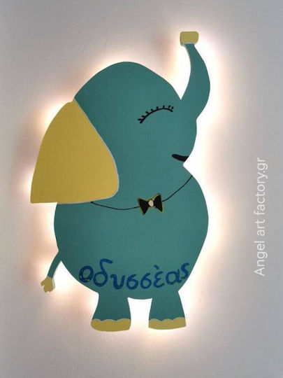 Children's Wooden Wall Light Elephant Name