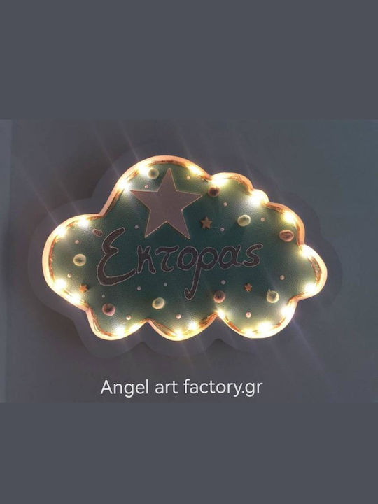 Children's Wooden Wall Light Cloud Name