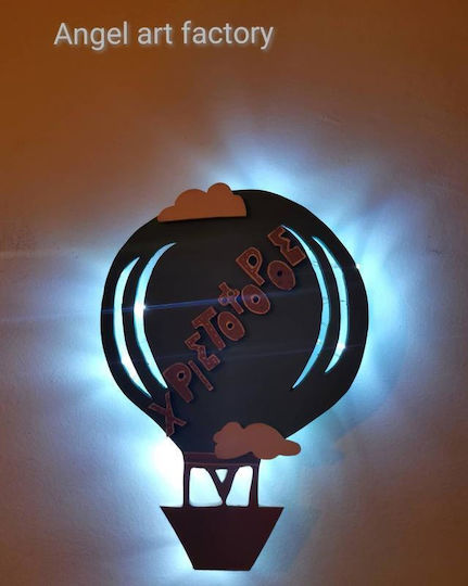 Wooden Children's Wall Light Hot Air Balloon Name