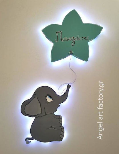 Children's Wooden Wall Lights "Elephant Star" Name