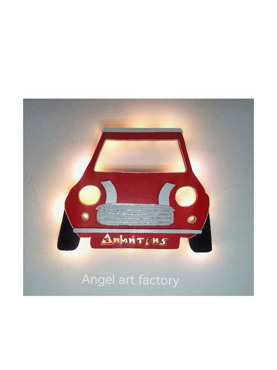Παιδικό Ξύλινο Φωτιστικό Τοίχου "mini Cooper" Όνομα