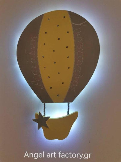 Children's Wooden Wall Light Hot Air Balloon Name
