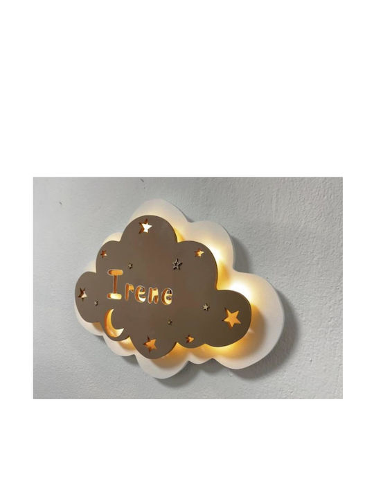 Children's Wooden Wall Light "Double Cloud" Name