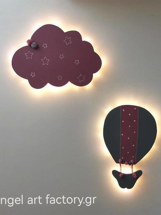 Kids Wooden Wall Light Set "Hot Air Balloon-Cloud"