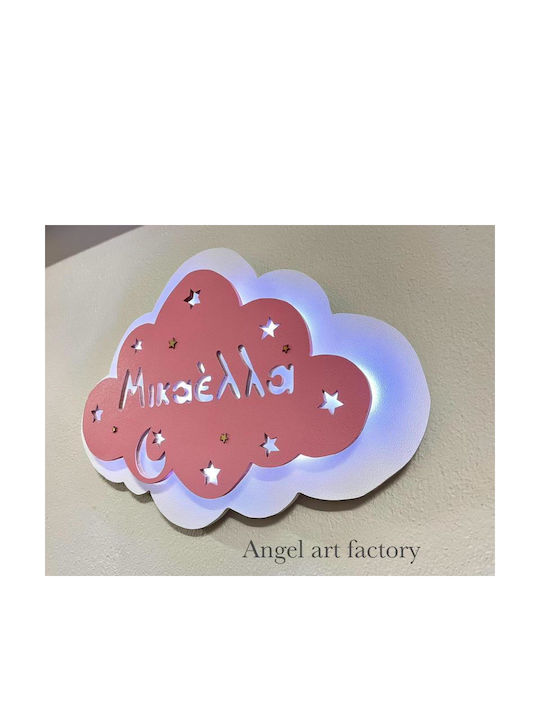 Children's Wooden Wall Light "Double Cloud" Name