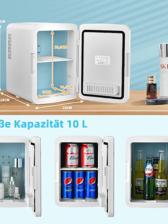 Costway Хладилник За Козметика 10л С Рафт С Огледало С LED Осветление И Функция За Затопляне Бял 55W