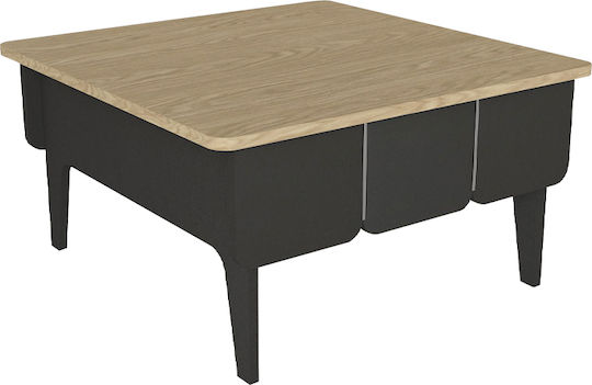 Square Central Coffee Table Pedro Wooden Anthracite - Rota Oak 73.2x73.2x38.6cm