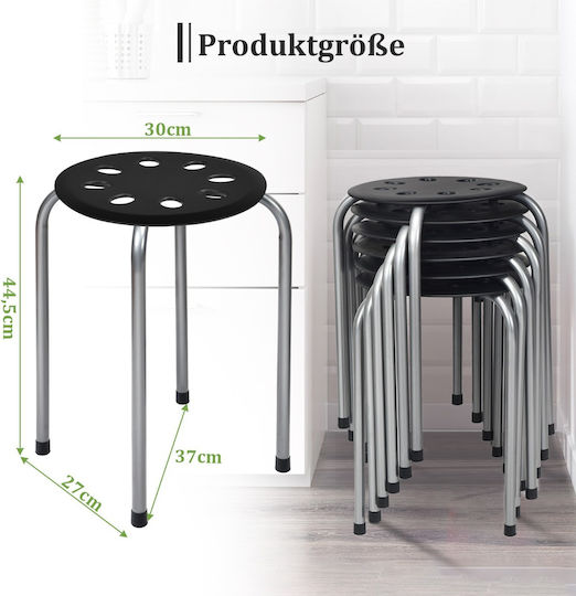 Kids Stool Black 30x30x44.5cm 6 Pieces