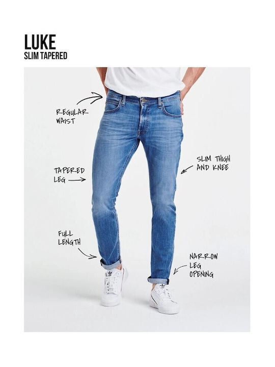 Luke Men's Jeans Pants Elastic with Slim Tapered Fit Blue