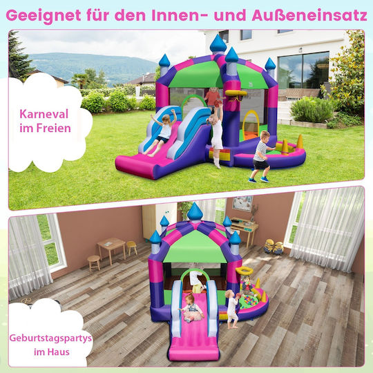 Costway Inflatable Castle Fun Castle with Trampoline and Slide for Ages 3-10