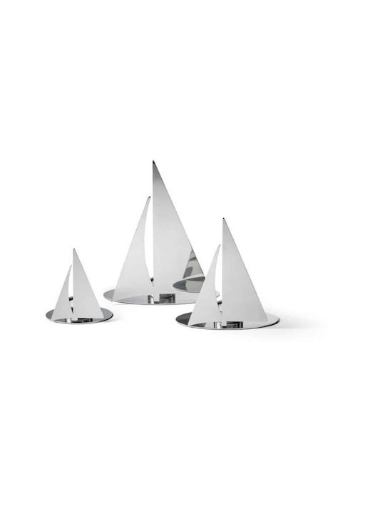 Philippi Candle Holder suitable for Tealights Metal in Silver Color 15.3x7x17.8cm 1pcs