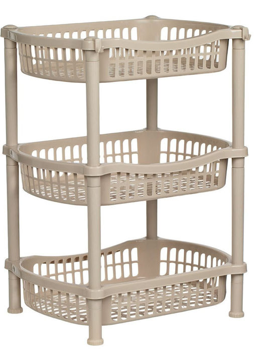 Kitchen Rack Plastic 3 Tiers Beige 41x31x54cm