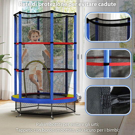 HomCom Trampolin Kinder Durchmesser 140cm mit Netz Bunt