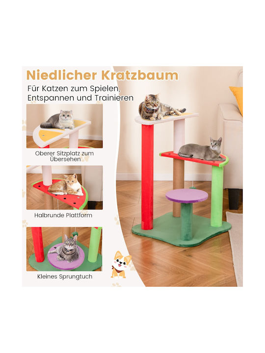 Costway Scratching Post Cat Trees Yellow 4 levels Height 69cm