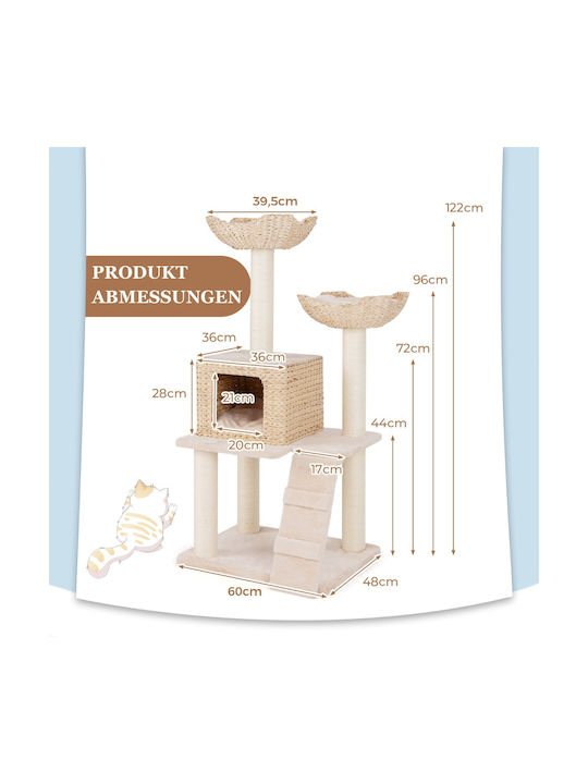 Costway Kratzbaum Katzenbäume Beige 4 Ebenen