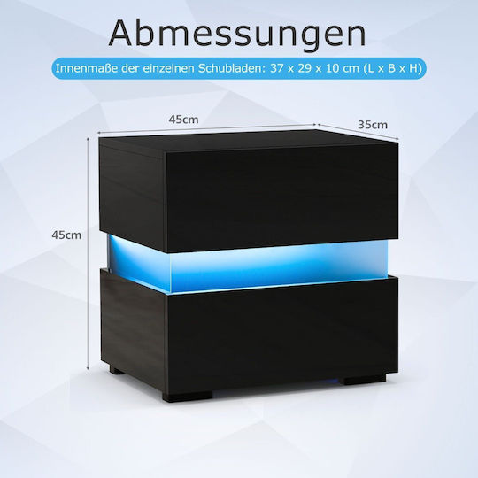 Metal Bedside Table with Glass Surface Multicolour 45x35x45cm