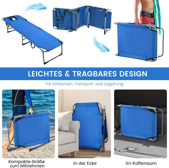 Costway Foldable Metallic Beach Sunbed Blue 154cm