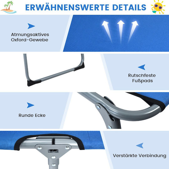 Costway Foldable Metallic Beach Sunbed Blue 154cm