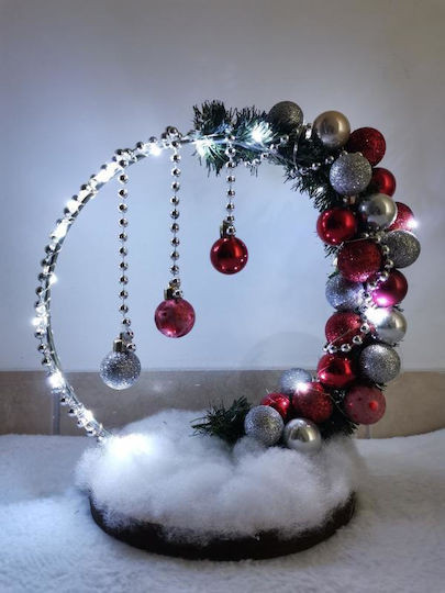 Coroniță decorativă argintie și roșie pentru masă