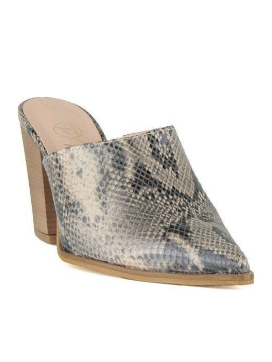 Mules mit Hoch Absatz in Gray Farbe