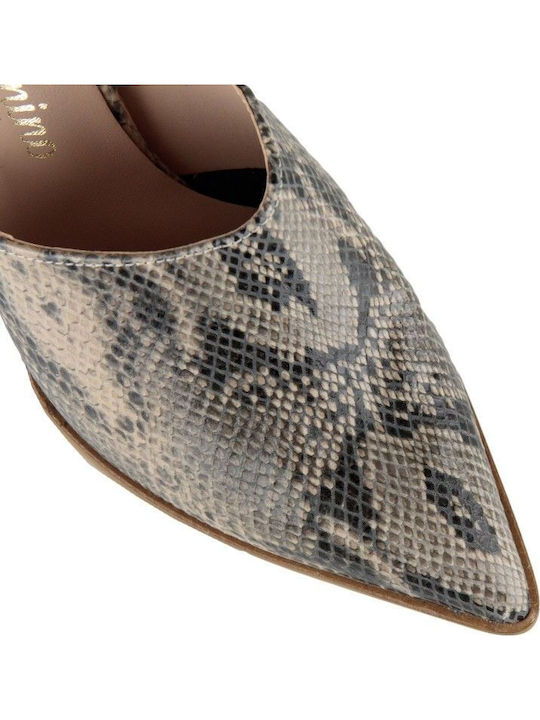 Mules mit Hoch Absatz in Gray Farbe