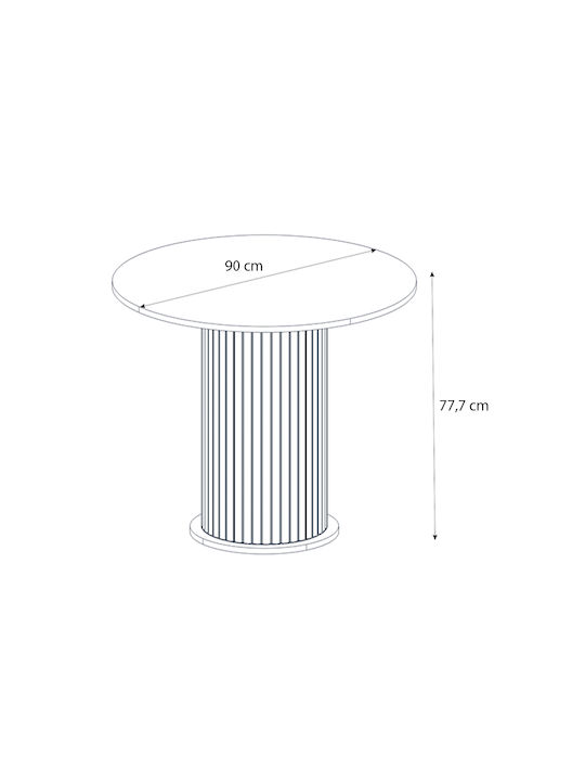 Bohema Rotund Masă Sala de mese Ivory - Sepet Oak 90x90x77.7buc