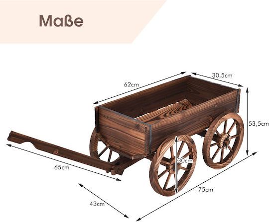 Costway Διακοσμητικό Καρότσι Κήπου Ξύλινο 120x43x53.5εκ. OP3045