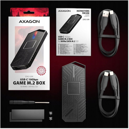 Axagon Θήκη για Σκληρό Δίσκο M.2 SATA III NVME με σύνδεση SATA USB 3.2 Type-C