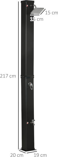 Outsunny Duș de exterior Solară din plastic Negru