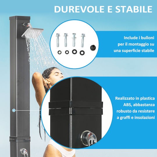 Outsunny Duș de exterior Solară din plastic Negru
