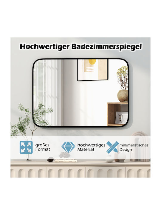 Costway Rectangular Bathroom Mirror made of Metal Black