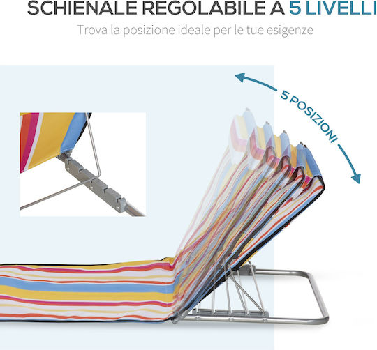 Outsunny Foldable Steel Beach Sunbed with Pillow 53x124x35cm