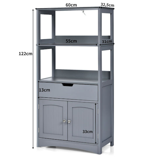 Costway Bathroom Cabinet L60xW31xH122cm White